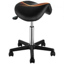 Saddle Stool Rolling Chair, Ergonomic Saddle Chair with Wheels, Height Adjustable Thickened PU Leather Swivel Stools Chair, for Kitchen, Salon, Spa, Tattoo, Clinic, Black