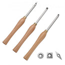 Wood Lathe Chisel Set, 3 PCS Woodworking Turning Tools, Includes Square, Round, Diamond Carbide Blades, 20 cm Comfortable Grip Handles, Wood Chisel Set with Wooden Box For Turning Pens or Small