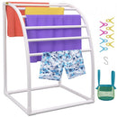 Outdoor Towel Rack Pool Towel Rack 7 Bar Curved White Freestanding Patio