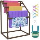 Outdoor Towel Rack Pool Towel Rack 5 Bar Trapezoidal Brown Freestanding