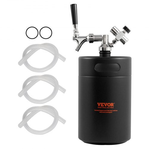 Beer Growler Tap System, 5L Mini Keg, 304 Stainless Steel Pressurized Beer Growler, Keg Growler with Pressure Display, CO2 Regulator Faucet, Leak-Proof Ring For Draft, Homebrew, Craft Beer