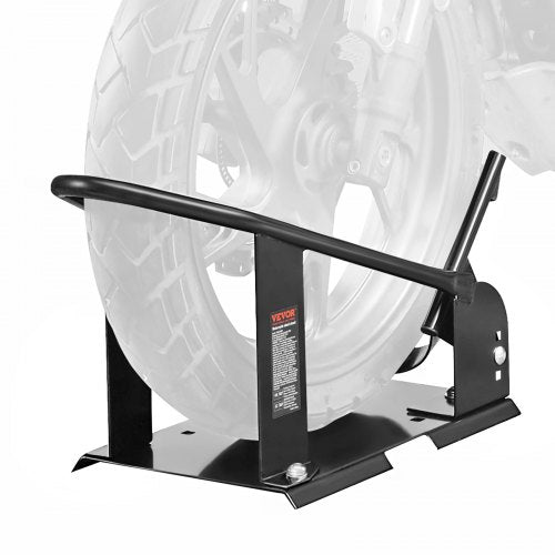 Motorcycle Wheel Chock, 816.5 kg Capacity Wheel Cradle Holder, Heavy-duty Steel Motorcycle Front Wheel Stand with 3 Adjustable Holes, For 381-533.4 mm Off-Road Motorcycles, Standard Motorcycles