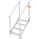 Dock Ladder 4 Step, Dock Stairs 30''-38'' Adjustable Height, 227 kgs Load Capacity, Aluminum Pontoon Boat Ladder with Dual Handrails & Nonslip Rubber Mat for Ship/Lake/Pool/Marine Boarding