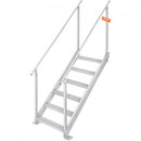 Dock Ladder, 1.09 m-1.29 m Adjustable Height, 227 kg Load Capacity, Aluminum Alloy 6 Steps Pontoon Boat Ladder with Dual Handrails & Nonslip Rubber Mat, Ideal for Ship/Lake/Pool/Marine Boarding