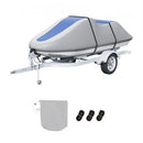 Jet Ski Cover 320-342 cm Trailerable Waterproof PWC Cover, Heavy-duty 600D Marine Grade PU Oxford Fabric, UV Resistant Seadoo Cover with Buckle Straps, Personal Watercraft Covers, Grey+Blue