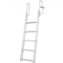 Dock Ladder Flip Up 5 Steps, 350lbs Load Capacity, Aluminum Pontoon Boat Ladder with 4" Wide Step & Nonslip Rubber Mat,Swimm Step Ladder for Ship/Lake/Pool/Marine Boarding