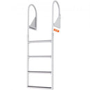 Dock Ladder, Flip-Up 4 Steps, 159 kg Load Capacity, Aluminum Alloy Pontoon Boat Ladder with 50.8 mm Wide Step & Nonslip Rubber Mat, Easy to Install for Ship/Lake/Pool/Marine Boarding