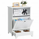 Pet Feeding Station with 2 Stainless Steel Bowls, Elevated Dog Bowls with Storage, Dog Food Storage and Feeder Station with Tilt Out Storage Cabinet, Pet Toy Storage Organizer, for Small Dogs
