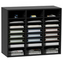 Wood Literature Organizer Adjustable File Sorter 24 Compartments Black
