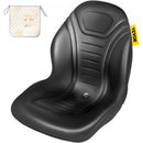 Universal Lawn Tractor Seat Replacement, Compact High Back Mower Seat, Black Vinyl Forklift Seat, Central Drain Hole Skid Steer Seat with Mounting Bolt Patterns of 8" x 11.5" & 11.25" x 11.5"