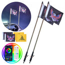 2 PCS 4 FT Whip Light, APP & RF Remote Control Led Whip Light, Waterproof RGB Chasing Lighted Whips with 4 Flags, for UTVs, ATVs, Motorcycles, RZR, Can-am, Trucks, Off-road, Go-karts