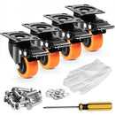 Caster Wheels, 50.8 mm Swivel Plate Casters, Set of 4, with Security Dual Locking No Noise PVC Wheels, Heavy Duty 68 kg Load Capacity Per Caster, Non-Marking Wheels for Cart Furniture Workbench