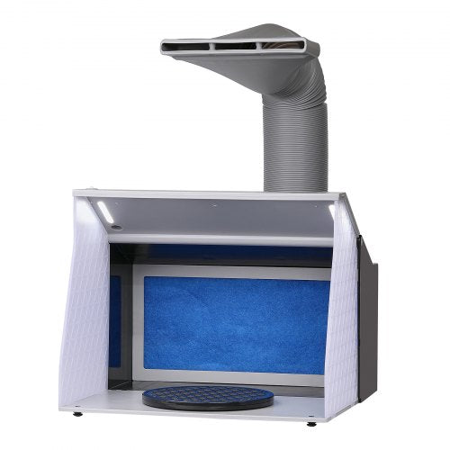 Airbrush Spray Booth, Portable Hobby Airbrush Paint Spray Booth Kit with 4 LED Light, Powerful Dual Exhaust Fans, Turntable and 6 ft Extension Hose, for Painting Models, Arts, Crafts, Cakes