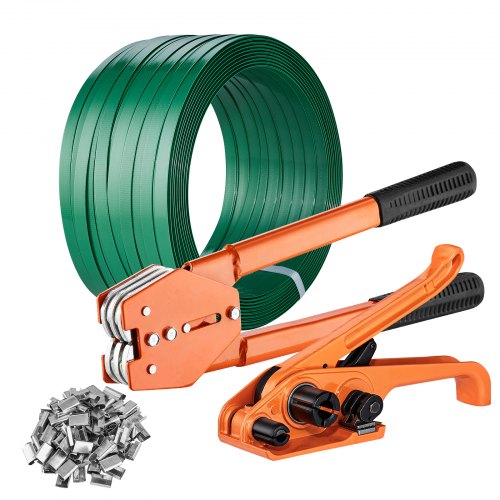Banding Strapping Kit with Strapping Tensioner Tool, Banding Sealer Tool, 300 m Length PET Band, 300 Metal Seals, Pallet Packaging Strapping Banding Kit Banding Packaging Strapping for Packing