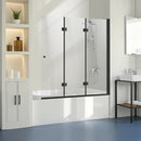 Bathtub Shower Door, 1295 mm. W x 1422 mm. H, Frameless Foldable Hinged Shower Door, Tri-Fold Shower Glass Door with 6 mm Tempered Glass Door, 180° Rotating, and Folding Design, for Bathtub