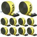 Winch Straps, 10.2 cm x 9.1 m, 2.7T Load Capacity, 8.2T Break Strength, Truck Straps with Flat Hook, Flatbed Tie Downs Cargo Control for Trailers, Farms, Rescues, Tree Saver, Yellow (10 Pack)