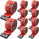 Winch Straps, 10.2 cm x 9.1 m, 2.7T Load Capacity, 8.2T Breaking Strength, Truck Straps with Flat Hook, Flatbed Tie Downs Cargo Control for Trailers, Farms, Rescues, Tree Saver, Red (10 Pack)