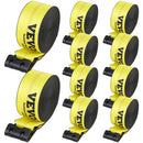 Winch Straps, 10.2 cm x 12.2 m, 2.7T Load Capacity, 8.2T Break Strength, Truck Straps with Flat Hook, Flatbed Tie Downs Cargo Control for Trailers, Farms, Rescues, Tree Saver, Yellow (10 Pack)