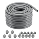 25.4 mm Flexible Electrical Conduit, 30.5 m, PVC Liquid-Tight Conduit Non-Metallic with 5 Straight and 5 90-Degree Conduit Connector Fittings, for Air Conditioning Motor Controller Pump, IP65