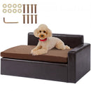 Pet Sofa Dog Couch for Medium-Sized Dogs Leather Dog Sofa Bed 110 lbs Grey