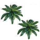 2Pcs Artificial Boston Ferns Plastic Fern 30 Branches Indoor Outdoor Decor
