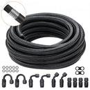 8AN Fuel Line Kit, 6.1 m Fuel Hose Kit, 1.0 cm Nylon Stainless Steel Braided Fuel Line Oil/Gas/Diesel Hose End Fitting Kit, with 12 PCS Swivel Fitting Adapter Kit, Black