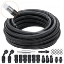 6AN Fuel Line Kit, 7.62 m Fuel Hose Kit, Nylon Stainless Steel Braided PTFE Fuel Line Kit, E85/Oil/Gas/Diesel Hose End Fitting Kit, with 15 PCS Swivel Fitting Adapter Kit, Black
