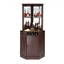 Corner Industrial Bar Cabinet, Wine Table for Liquor & Glasses, Sideboard Buffet Cabinet with Glass Holder, Freestanding Farmhouse Wood Coffee Bar Cabinet for Living Room, Home Bar, Black Walnut