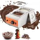 Chocolate Tempering Machine, 2 Tanks Chocolate Melting Pot with TEMP Control 30?-85?, 800W Stainless Steel Electric Commercial Food Warmer For Chocolate/Milk/Cream Melting and Heating