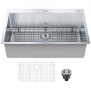 Kitchen Sink, 304 Stainless Steel Drop-In Sinks, Top Mount Single Bowl Basin with Accessories(Pack of 3), Household Dishwasher Sinks for Workstation, RV, Prep Kitchen, and Bar Sink, 33 inch