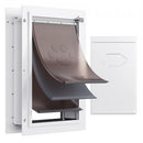 Pet Door, 31.2 x 43.5 cm Metal Frame with Lock and 3-Flap System, Weatherproof Doggy Door, Easy to Install in Interior or Exterior Walls, Pet Door Suitable for Cat Doggie Kitties (White-Medium)