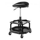 Rolling Shop Stool, Pneumatic Garage Seat/Work Stool with 136 kg Capacity, Adjustable Height Roller Creeper Seat, 360° Swivel Padded Workshop Stool with Casters, for Garage, Shop & Auto Repair