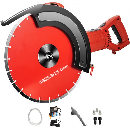 Electric Concrete Saw, 14" Concrete Cutter, 1800W Concrete Saw, Electric Circular Saw with 14" Blade and Tools, Masonry Saw for Granite, Brick, Porcelain, Reinforced Concrete and Other Materials