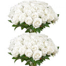 60 Pcs White Rose Artificial Flowers Realistic Bouquet for Xmas Home Decor