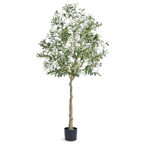 Artificial Olive Tree, 15.2cm Tall Faux Plant, Secure PE Material & Anti-Tip Tilt Protection Low-Maintenance Plant, Lifelike Green Fake Potted Tree for Home Office Warehouse Decor Indoor Outdoor