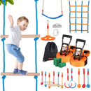 Ninja Warrior Obstacle Course for Kids, 2 x 17m Weatherproof Slacklines, 227kg Weight Capacity Monkey Line, Outdoor Playset Equipment, Backyard Toys Training Equipment Set with 12 Obstacles