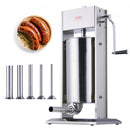 Manual Sausage Stuffer, 15 L / 30 LBS Vertical Sausage Machine, Dual-Speed Meat Stuffer, Made of Food-Grade 304 Stainless Steel, Includes 5 Stuffing Tubes, for Home Kitchen Restaurant Commercial