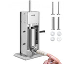 Manual Sausage Stuffer, 5LBS/3L Capacity, Two Speed 304 Stainless Steel Vertical Sausage Stuffer, Sausage Filling Machine with 4 Stuffing Tubes, Suction Base for Household or Commercial Use
