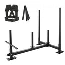 Weight Training Sled, Pull Push Power Sled with Handle, Fitness Strength Resistance Training, Steel Workout Equipment for Athletic Exercise & Speed Improvement, Fit for 5 cm Weight Plate, Black