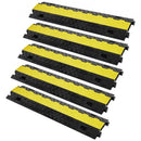 5 PCs Cable Protector Ramp, 2 Channel, 10000 kg/axle Capacity Heavy Duty TPU Wire Cover Ramp Hose Protector Ramp Driveway, Traffic Speed Bump with TPR Flip-Open Top Cover, for Indoor & Outdoor
