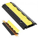 Cable Protector Ramp, 9,979 kg/axle Capacity, 2 Channel Heavy Duty Rubber Cord Hose Wire Cover, 55 x 50 mm Channel, Traffic Speed Bump with Flip-Open Top Cover, for Indoor Outdoor Use, 1 Pack