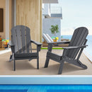 Adirondack Chair Plastic Set of 2 All-Weather Folding Fire Pit Gray