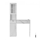 Salon Station, Wall Mount Barber Salon Station for Hair Stylist, Beauty Spa Furniture Set, 1 Storage Cabinet, 3 Cubbies and 2 Drawers(One Lockable), White