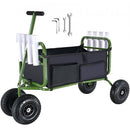 Beach Fishing Cart, 136kg Load Capacity, Foldable Fish and Marine Cart with Four 280mm Big Wheels Rubber Balloon Tires for Sand, Heavy-Duty Steel Pier Wagon Trolley with 8 Rod Holders for Picnic