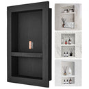 Shower Niche Ready for Tile 40.64 x 60.96 cm, 16 x 24 inch Double Shelf Organizer, Square Corners Wall-inserted Niche Recessed, Sealed Protection Modern Soap Storage Niche for Shower Bathroom, Black