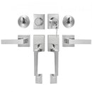 Double Door Handle Set, Satin Nickel Square Door Lever, Heavy Duty Double Front Door Handle Set with Dummy, Double Door Lock Set with Reversible Handle Lever, for Front Door or Office Door