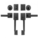 Double Door Handle Set, Matte Black Square Door Lever, Heavy Duty Double Front Door Handle Set with Dummy, Double Door Lock Set with Reversible Handle Lever, for Front Door or Office Door