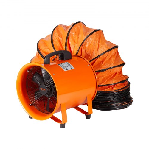 Portable Ventilator, 254mm/10inch Heavy Duty Cylinder Fan with 10m Duct Hose, 300W Strong Shop Exhaust Blower 1720CFM, Industrial Utility Blower for Sucking Dust, Smoke, Smoke Home/Workplace