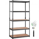Storage Shelving Unit, 5-Tier Adjustable, 907 kg Capacity, Heavy Duty Garage Shelves Metal Organizer Utility Rack, Black, 90L x 45W x 183H cm for Kitchen Pantry Basement Bathroom Laundry Closet