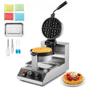Commercial Waffle Maker, 1300W Round Waffle Baker Machine, Non-Stick Stainless Steel Belgian Waffle Iron, Temperature and Time Control, 180° Rotatable, for Restaurant Bakery Snack Bar Family